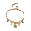Synthetic Turquoise Charm Bracelet with Round Snake Chains BJEW-P284-03B-G-1