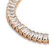 Brass Pave Clear Cubic Zirconia Rectangle Link Bracelets BJEW-B094-11A-G-2