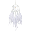 1Pc Natural Gemstone Chips Woven Net/Web with Feather Hanging Ornaments AJEW-CN0005-48A-1