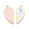 304 Stainless Steel Enamel Split Pendants STAS-T074-03G-2