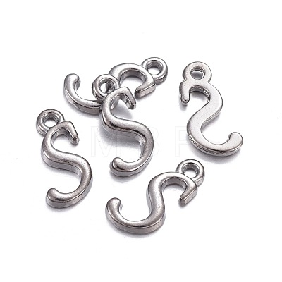 Gunmetal Plated Alloy Letter Pendants PALLOY-P097-03-S-1