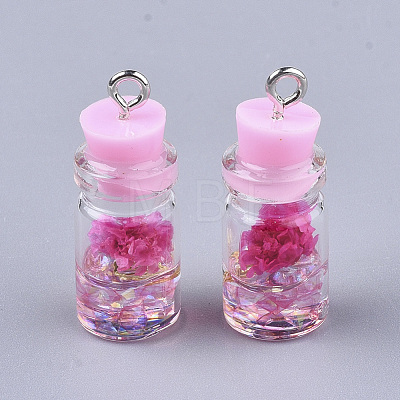 Glass Bottle Pendant Decorations X-GLAA-S181-05E-1