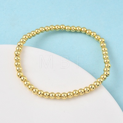 Brass Round Beaded Stretch Bracelets for Men Women BJEW-B148-05B-G-1