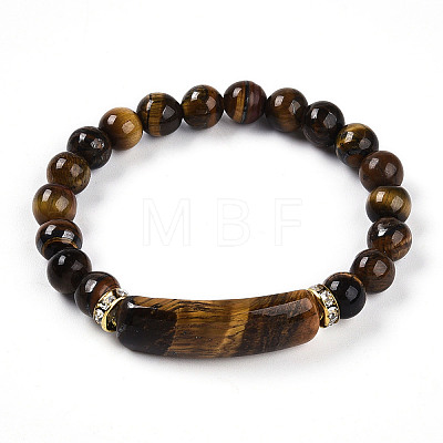 Natural Tiger Eye Beads Stretch Bracelets BJEW-T022-04F-1