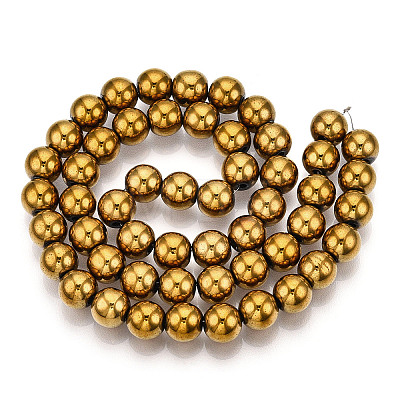 Non-Magnetic Synthetic Hematite Beads Strands X-G-S096-8mm-2-1