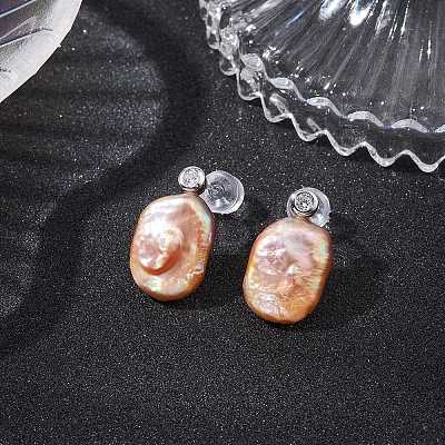 Natural Pearl Ear Studs EJEW-P286-27P-1