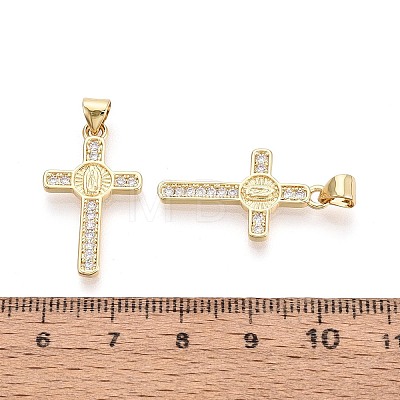 Religion Brass Micro Pave Clear Cubic Zirconia Pendants KK-T080-52G-1