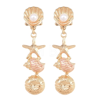 Alloy Enamel with Plastic Pearls Stud Earrings EJEW-Z172-05G-03-1