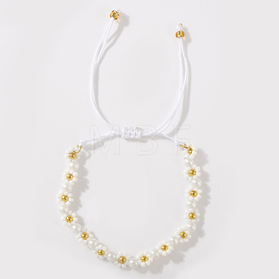 Bohemian Style Glass Seed Beads & Imitation Pearl Braided Bead Bracelets XW4926-3-1
