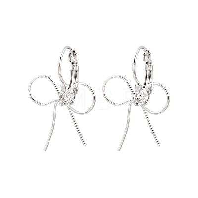 Bowknot Brass Leverback Earrings EJEW-A150-04C-P-1