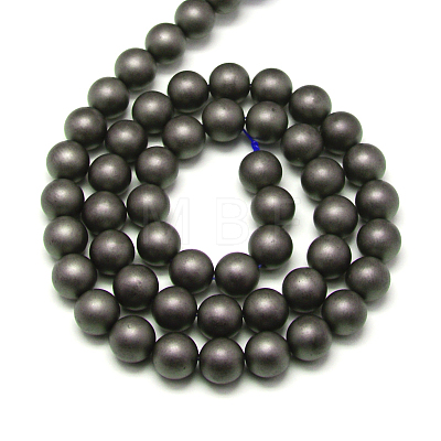 Frosted Non-magnetic Synthetic Hematite Round Bead Strands G-J344-10mm-1