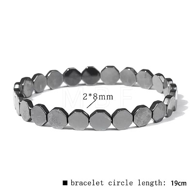 Synthetic Non-magnetic Hematite Beads Stretch Bracelets for Men RL7655-18-1