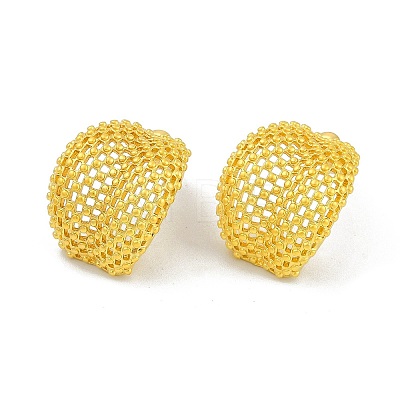 Hollow Camber Brass Stud Earrings EJEW-Q391-21G-02-1