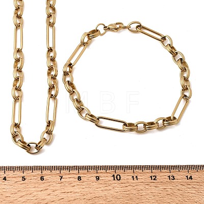 304 Stainless Steel Link Chain Bracelet & Necklace Jewelry Sets SJEW-L199-09G-1