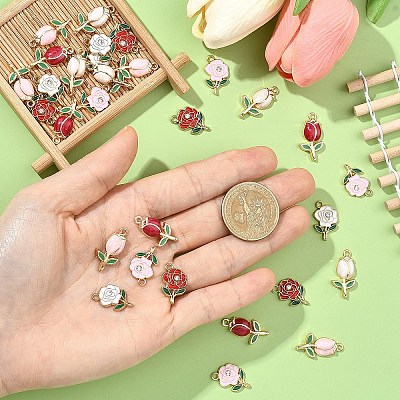 30Pcs 6 Styles Alloy Enamel Pendants ENAM-YW0008-83-1