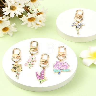 Alloy Enamel Flower Pendant Decorations HJEW-YW00023-01-1