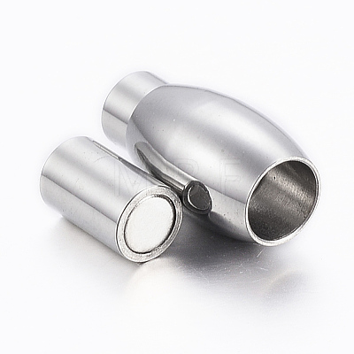 Smooth 304 Stainless Steel Magnetic Clasps with Glue-in Ends X-STAS-H402-18P-4mm-1