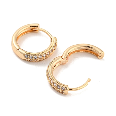 Brass with Cubic Zirconia Hoop Earrings EJEW-G363-15KCG-1