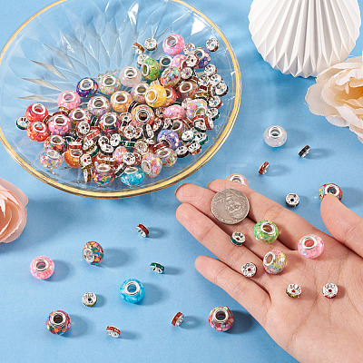 50Pcs Transparent Resin Rondelle European Beads RESI-TA0005-62-1