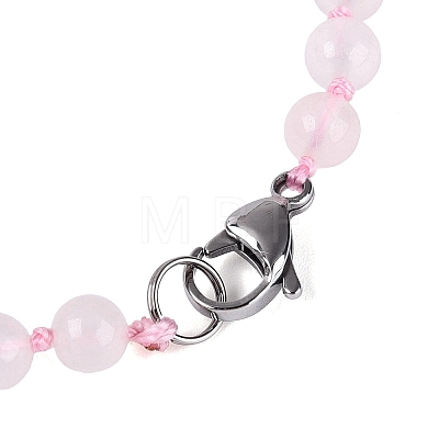 Natural Rose Quartz Flower Pendant Necklaces NJEW-N064-08C-1
