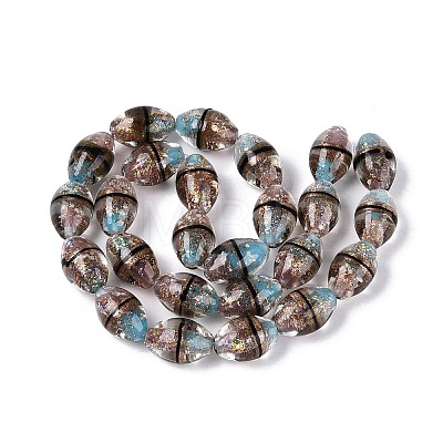 Two Tone Color Handmade Foil Glass Beads FOIL-Q001-01E-1