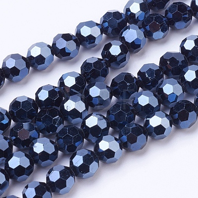 Faceted(32 Facets)(32 Facets) Electroplate Glass Beads Strand X-EGLA-J042-6mm-F01-1