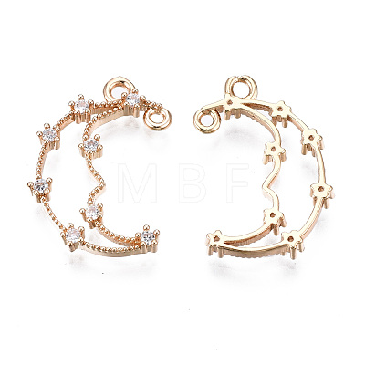 Brass Micro Pave Clear Cubic Zirconia Links Connectors X-KK-S359-149-RS-1