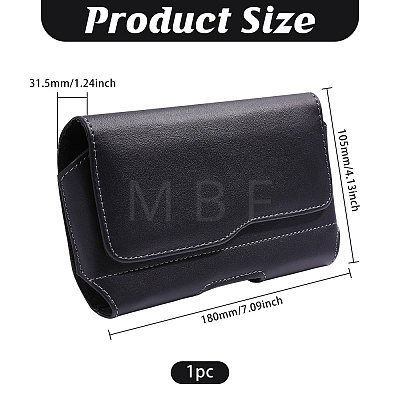 Rectangle Cowhide Mobile Phone Waist Belt Pouches AJEW-WH0596-952-1