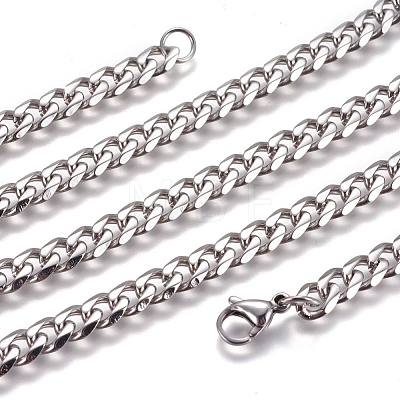 304 Stainless Steel Cuban Link Chain Necklaces NJEW-L159-02A-P-1