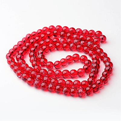 Drawbench Transparent Glass Round Beads Strands X-GLAD-Q012-8mm-15-1