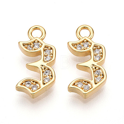 Brass Micro Pave Cubic Zirconia Charms KK-N261-104D-G-1