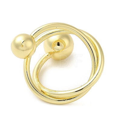 Rack Plating Brass Round Ball Cuff Rings RJEW-D015-02G-1