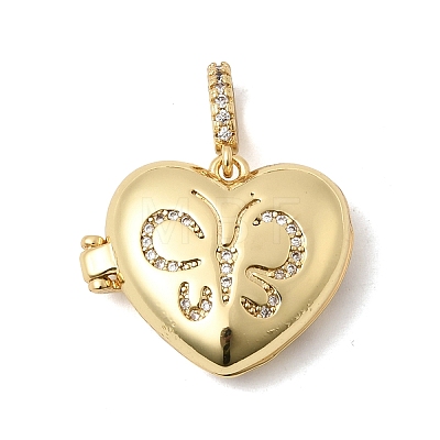 Brass Micro Pave Clear Cubic Zirconia Locket Pendants KK-H267-028A-01-1