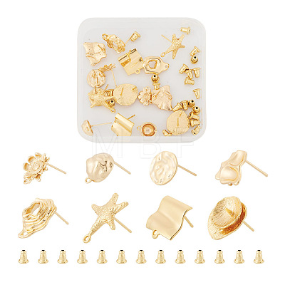 16Pcs 8 Style Brass Stud Earring Findings FIND-TA0001-85-1