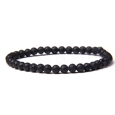 4mm Round Natural Lava Rock Beads Bracelet for Men LS-KG3069-5-1