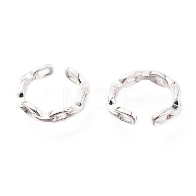 Rhodium Plated 925 Sterling Silver Cuff Earrings EJEW-H124-05P-1