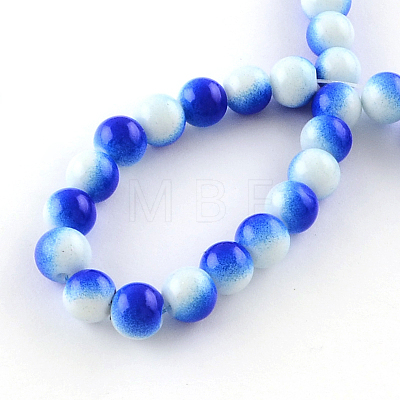 Two-Color Baking Painted Glass Bead Strands X-DGLA-R050-8mm-31-1