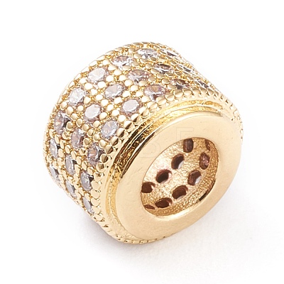 Golden Plated Brass Micro Pave Cubic Zirconia European Beads OPDL-L019-A06-1