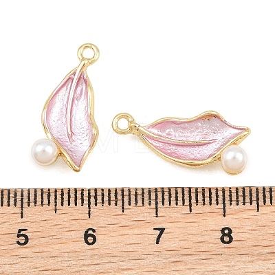 Alloy with Pearl Pink Enamel Pendants AL-CBA1FD3-26G-01-1