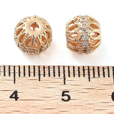 Brass Micro Pave Clear Cubic Zirconia Beads KK-U028-23G-1