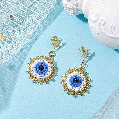 Synthetic Blue Goldstone Ear Studs EJEW-MZ00238-1