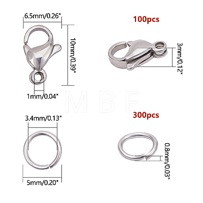 304 Stainless Steel Lobster Claw Clasps STAS-PH0019-50P-1