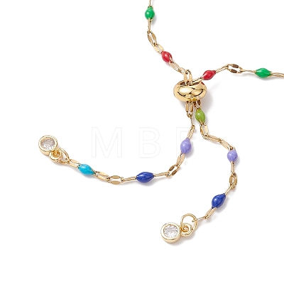 304 Stainless Steel Colorful Enamel Link Chain Slider Bracelet Makings AJEW-JB01281-1