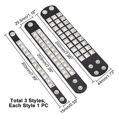 3Pcs 3 Style PU Wrap Cord Bracelets Set BJEW-WH0020-20P-1