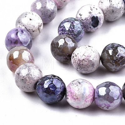 Electroplate Natural Agate Beads Strands G-T131-55-15-1