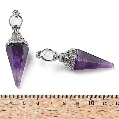 Natural Amethyst Faceted Cone Big Pendants G-P552-04P-05-1