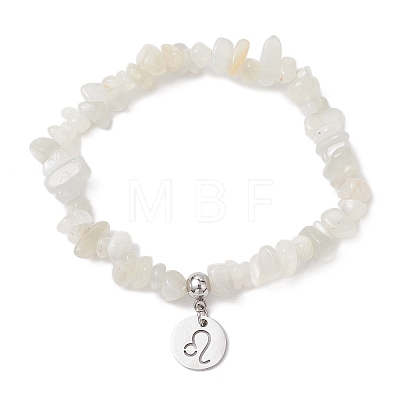 Natural Moonstone Chip Beaded Stretch Bracelets BJEW-JB11133-07-1