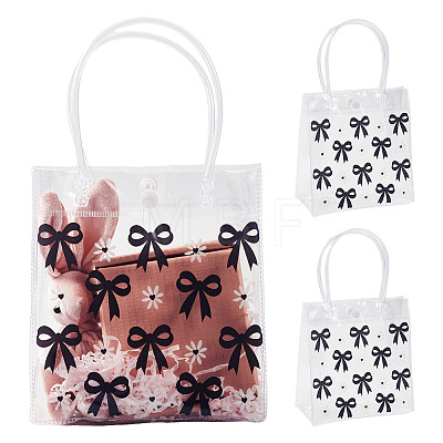 Rectangle Transparent Printed PVC Plastic Gift Tote Bags ABAG-TADJ0002-002G-1