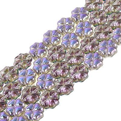 Baking Paint Electroplate Transparent Glass Beads Strands EGLA-Q136-04A-11-1