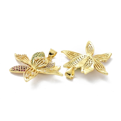 Brass Cubic Zirconia Pendants KK-B047-13G-1